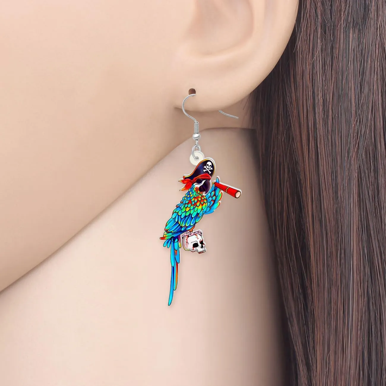 DOWAY Cute Acrylic Macaw Parrot Earrings Dangle Charms Birds Accessories for Women Summer Animals Jewelry Gifts