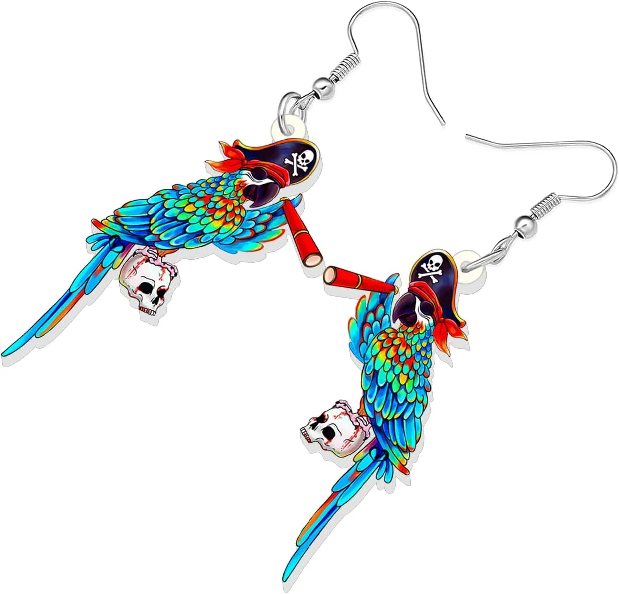 DOWAY Cute Acrylic Macaw Parrot Earrings Dangle Charms Birds Accessories for Women Summer Animals Jewelry Gifts