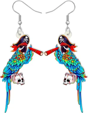 DOWAY Cute Acrylic Macaw Parrot Earrings Dangle Charms Birds Accessories for Women Summer Animals Jewelry Gifts