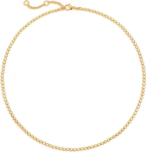 Dremmy Studios Dainty Gold Choker Necklace for Women 14K Gold Plated Coin Disc Figaro Layered Beaded Flat Mariner Sideways Cross Wishbone Link Clavicle Necklaces