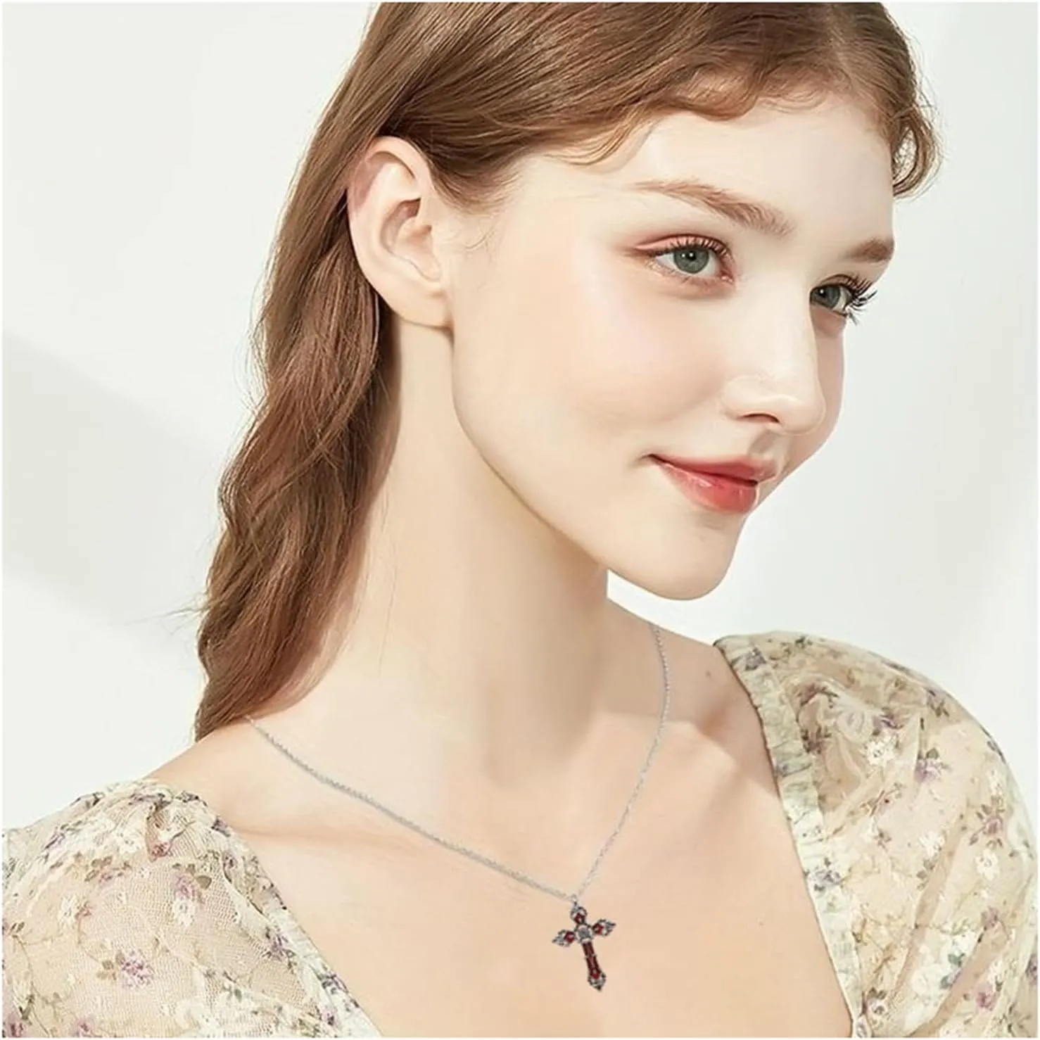 Dreuyet Cross Earring Necklaces Set for Women Men Fashion Punk Gothic Cross Dangle Drop Earrings Vintage Hip Hop Style Cross Pendant Necklace Halloween Party Clothing Accessories