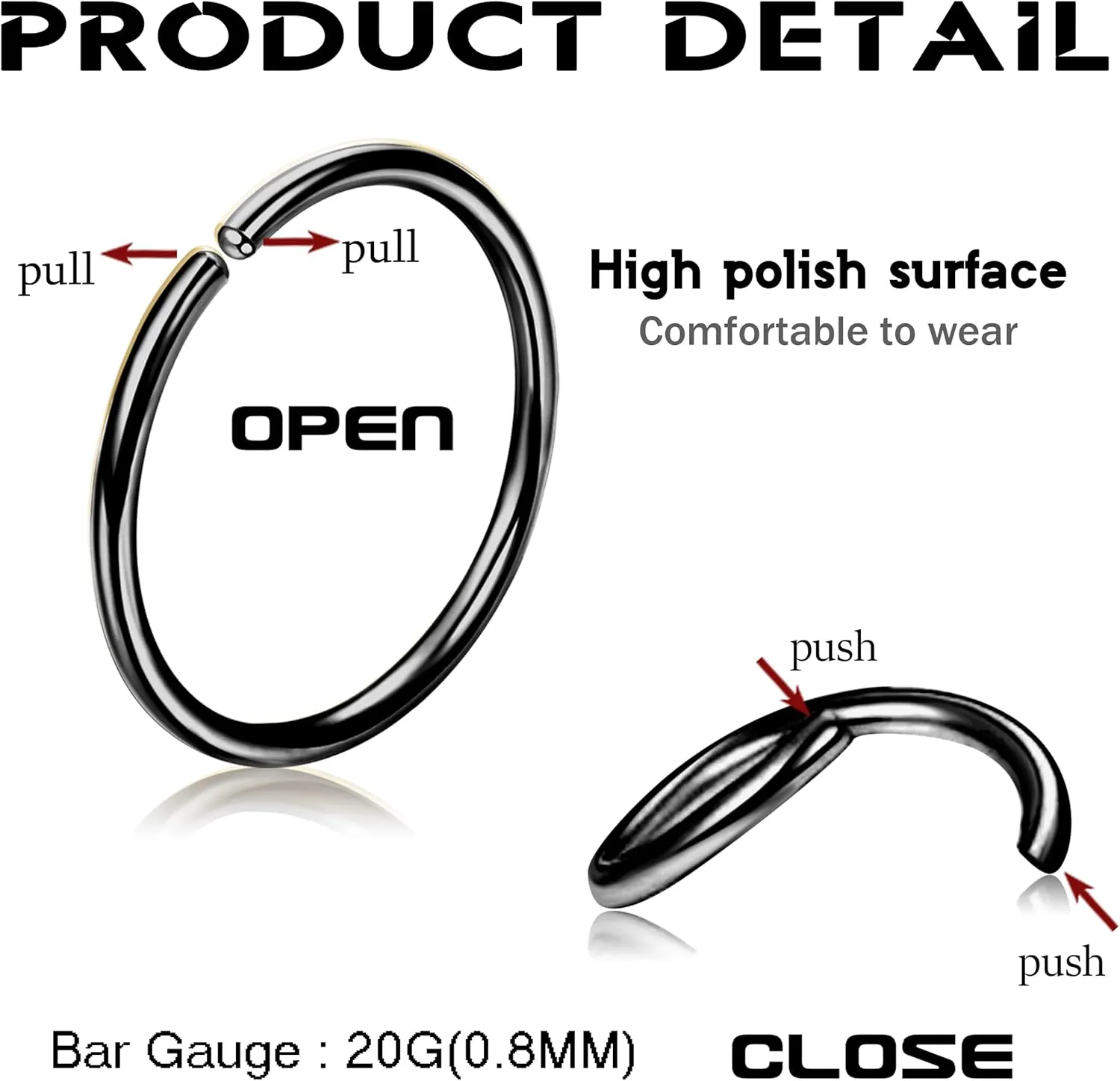 Drperfect 36Pcs 20G Nose Ring Hoop for Women Men 316L Stainless Steel Helix Tragus Lip Septum Ring Cartilage Earring Hoop Piercing Jewelry