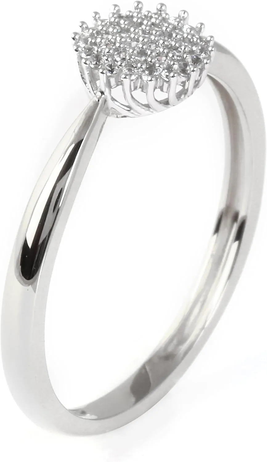 DZON 10k Gold 1/10CT TDW Round Diamond Cluster Promise Ring Love Gift for Women (I-J,I2)