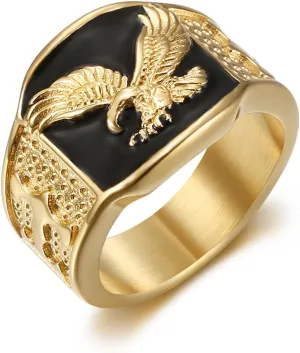 Eagle Ring,Hip Hop Flying Eagle Ring for Men, Viking Hawk Ring Gothic Bald Eagle Biker Ring -s Punk Bale Eagle Ring