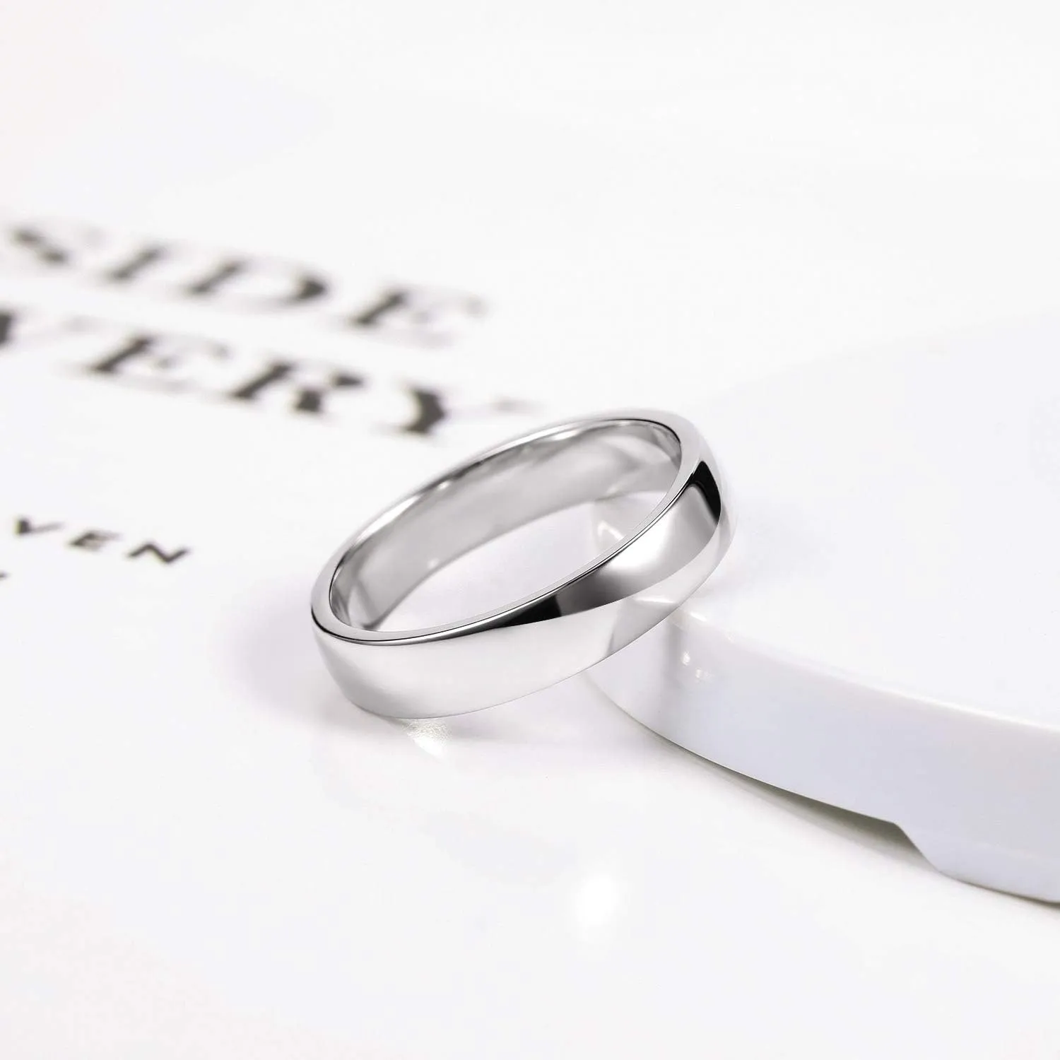 EAMTI 2mm 4mm 6mm 925 Sterling Silver Ring High Polish Plain Dome Wedding Band Comfort Fit Size 3-13