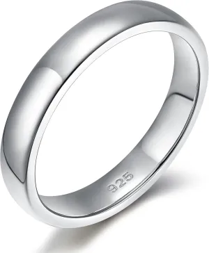 EAMTI 2mm 4mm 6mm 925 Sterling Silver Ring High Polish Plain Dome Wedding Band Comfort Fit Size 3-13