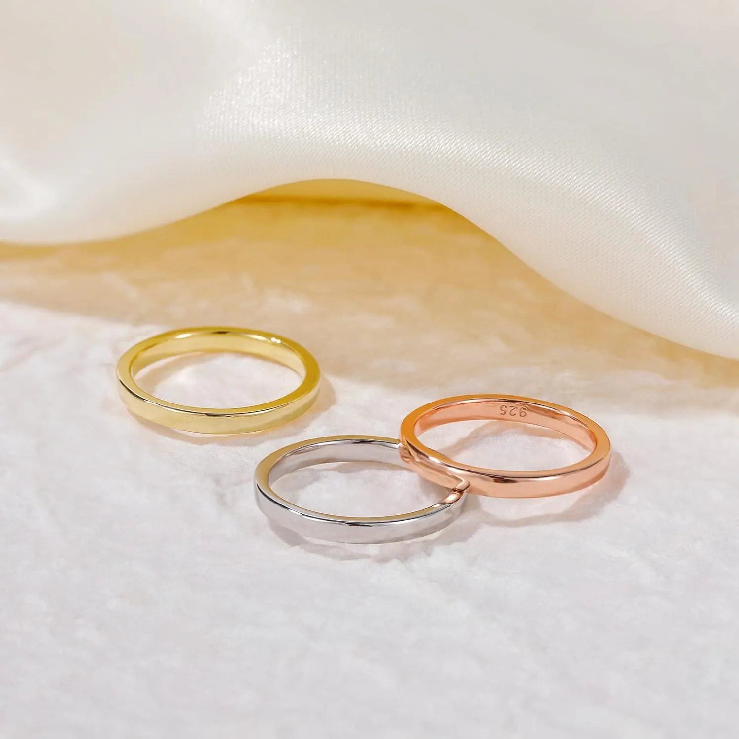 EAMTI 2mm 4mm 6mm 925 Sterling Silver Ring High Polish Plain Dome Wedding Band Comfort Fit Size 3-13