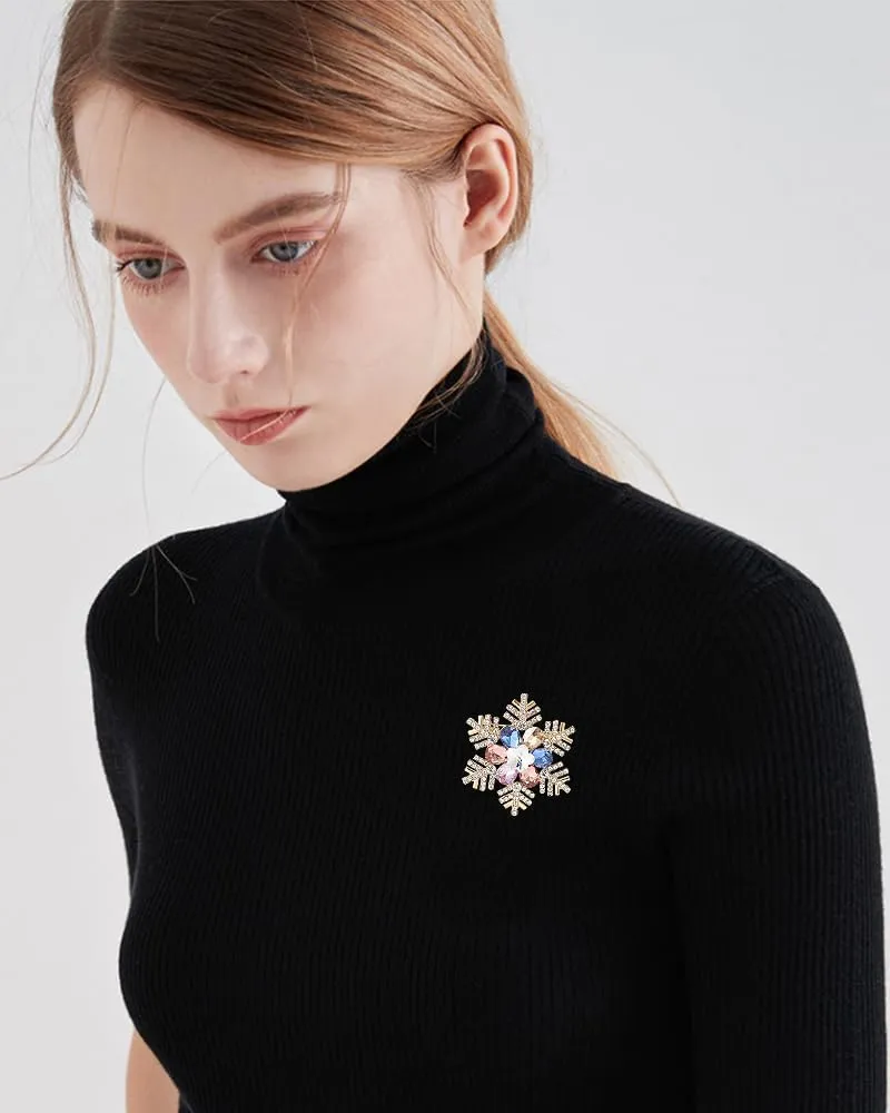 Elegant Crystal Snowflake Brooch for Women Men Winter Rhinestone Wedding Brooches Lapel Pin Corsage Badge Delicate Cloth Dress Flower Party Christmas Birthday Jewelry Gift Friends Accessories