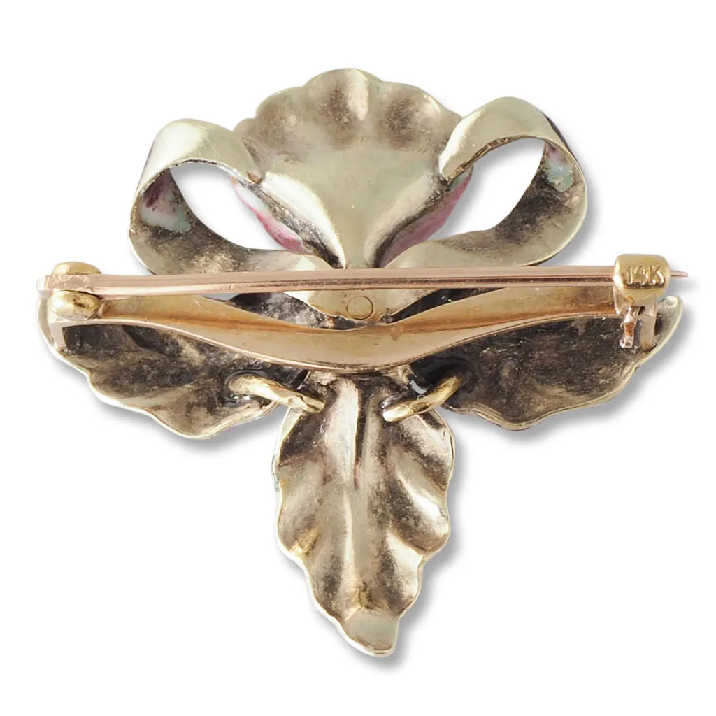 Enamel Orchid Brooch