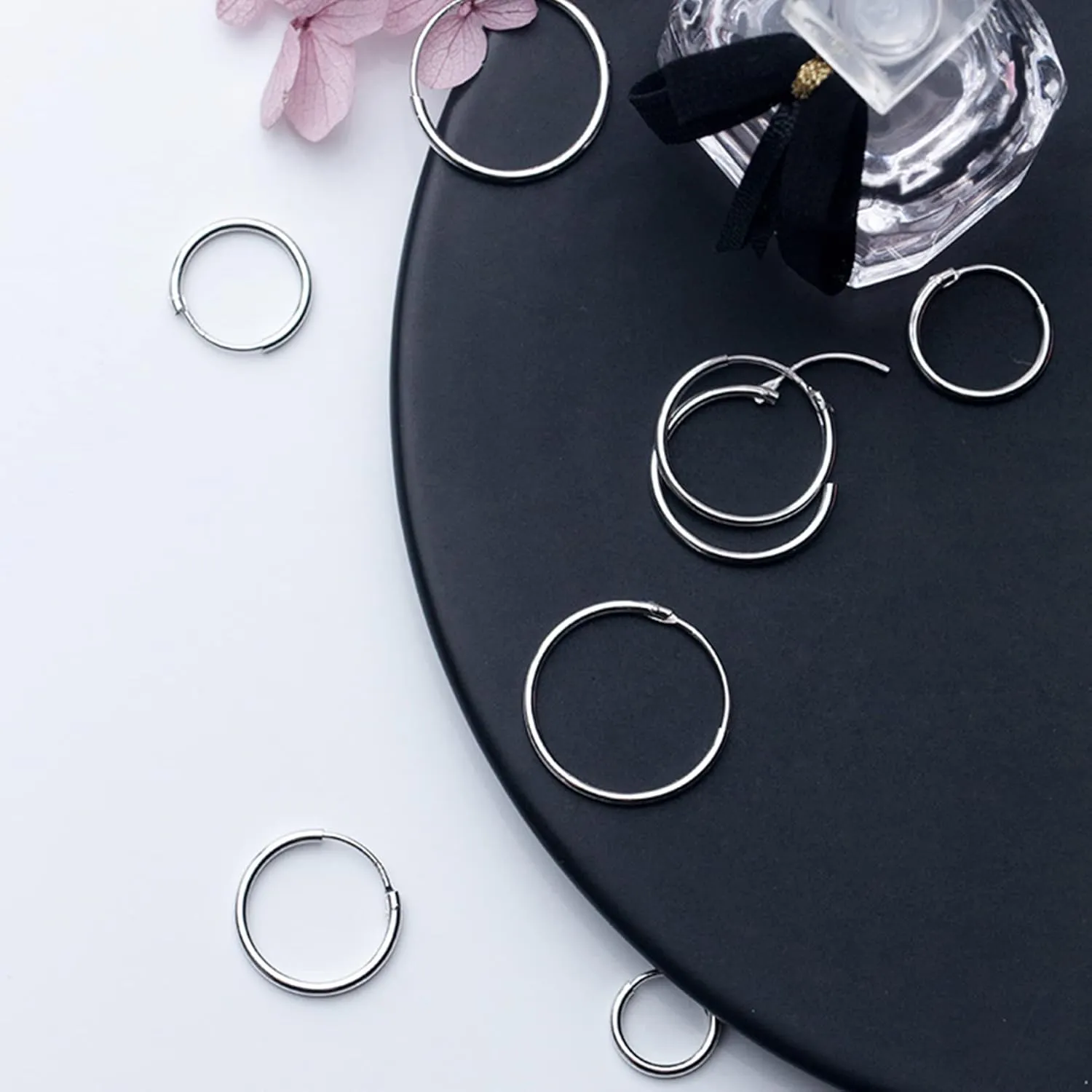 EPIRORA Sterling Silver Hoop Earrings for Women Men, Hypoallergenic Cartilage Earring Endless Small Hoop Earrings Set, 3 Pairs Tragus Earrings (8mm/10mm/12mm)
