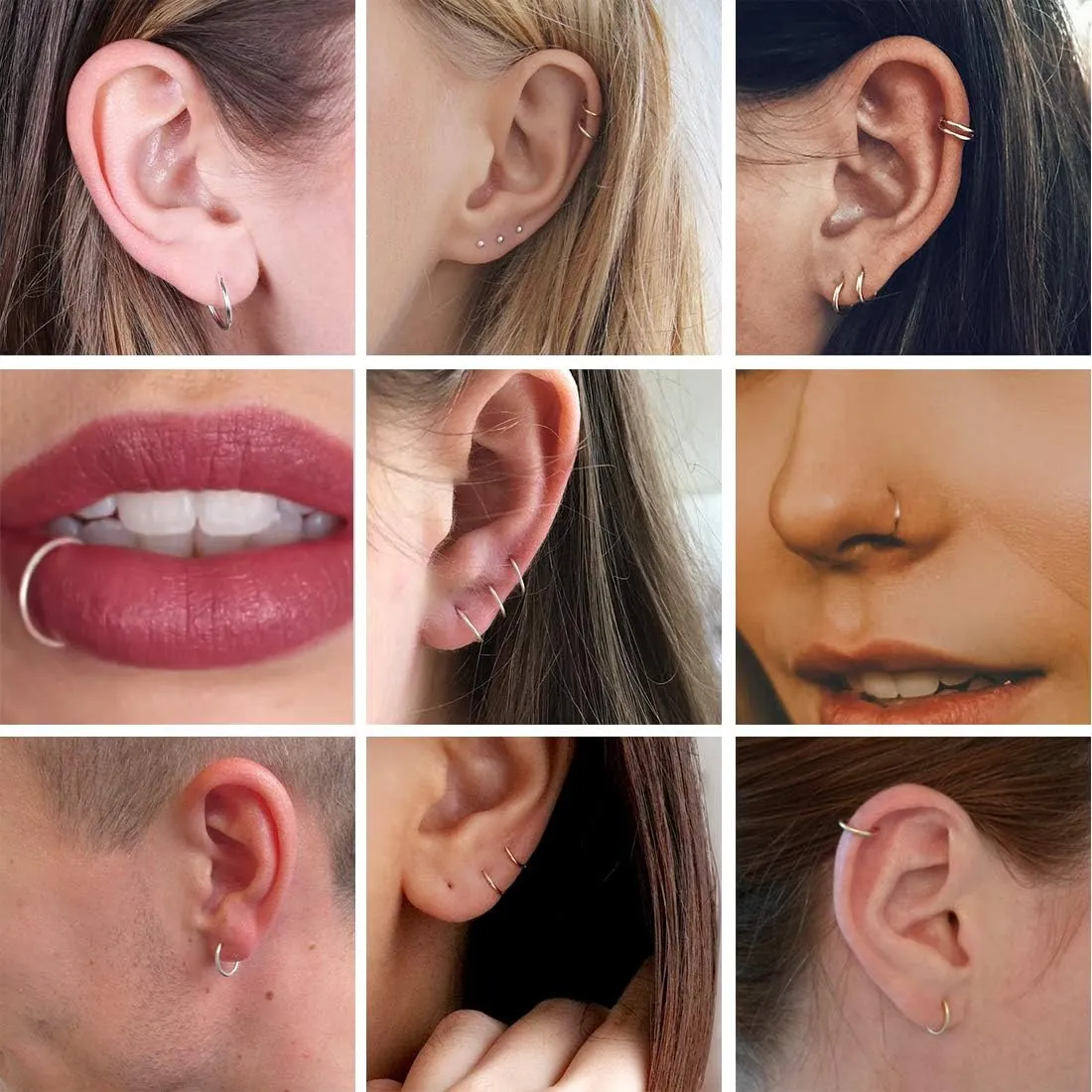 EPIRORA Sterling Silver Hoop Earrings for Women Men, Hypoallergenic Cartilage Earring Endless Small Hoop Earrings Set, 3 Pairs Tragus Earrings (8mm/10mm/12mm)