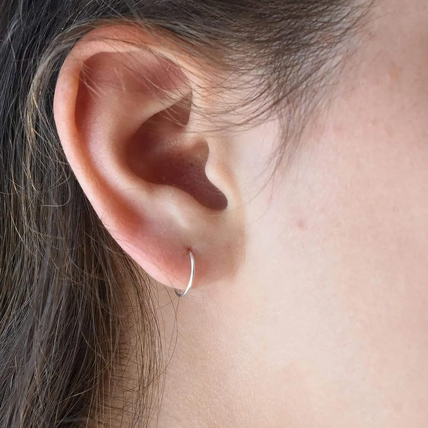 EPIRORA Sterling Silver Hoop Earrings for Women Men, Hypoallergenic Cartilage Earring Endless Small Hoop Earrings Set, 3 Pairs Tragus Earrings (8mm/10mm/12mm)