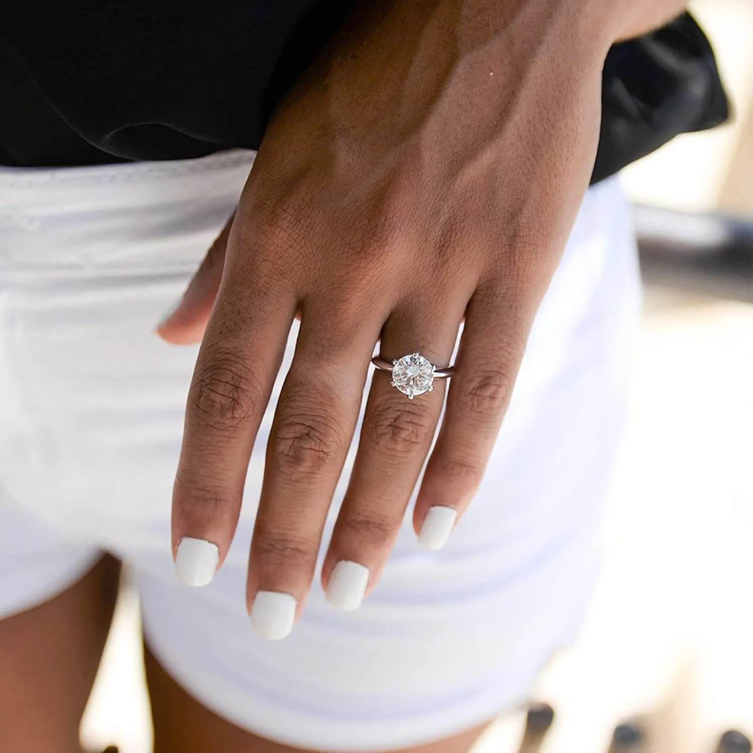 espere 3 Ct CZ Solitaire Engagement Ring Sterling Silver White Gold Plated