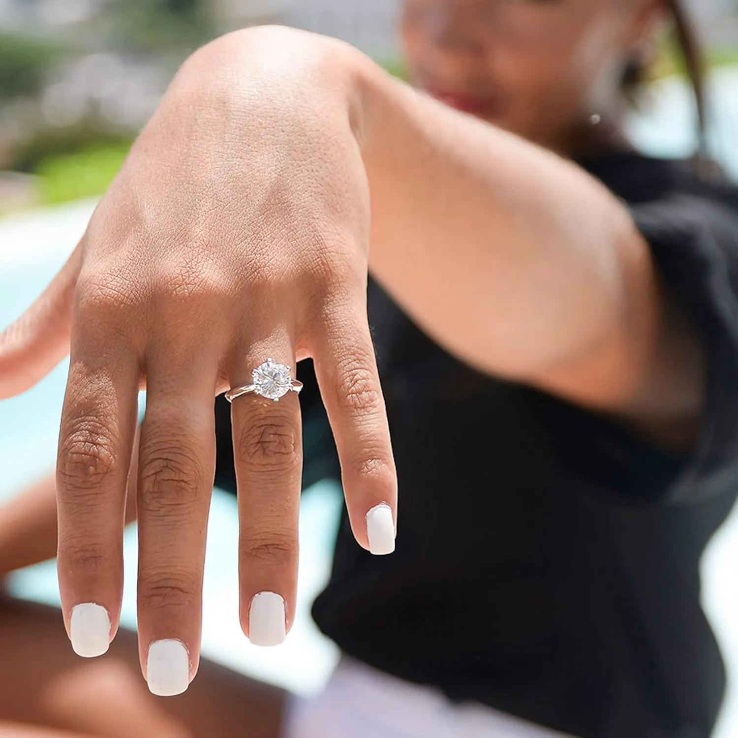 espere 3 Ct CZ Solitaire Engagement Ring Sterling Silver White Gold Plated
