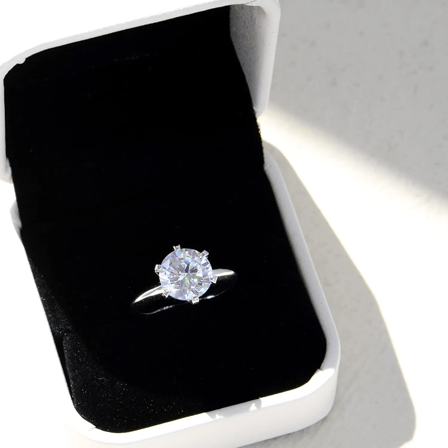 espere 3 Ct CZ Solitaire Engagement Ring Sterling Silver White Gold Plated