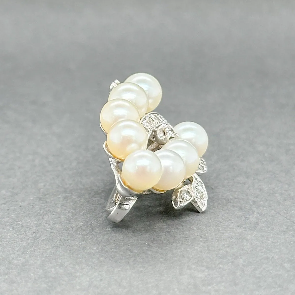 Estate 14K W Gold 0.20ctw H-I/VS1-2 Diamond & Akoya Pearl Enhancer