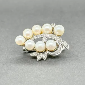 Estate 14K W Gold 0.20ctw H-I/VS1-2 Diamond & Akoya Pearl Enhancer