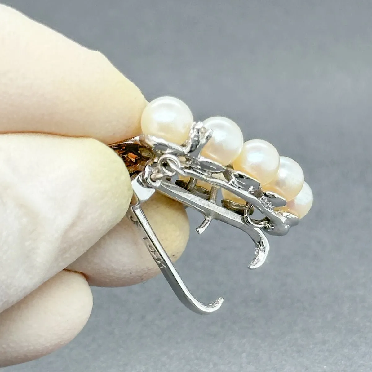 Estate 14K W Gold 0.20ctw H-I/VS1-2 Diamond & Akoya Pearl Enhancer