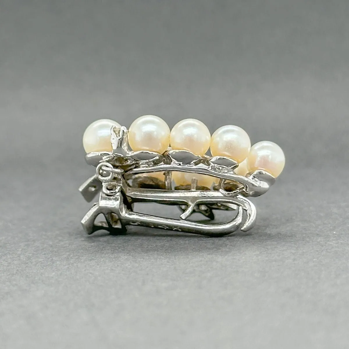 Estate 14K W Gold 0.20ctw H-I/VS1-2 Diamond & Akoya Pearl Enhancer