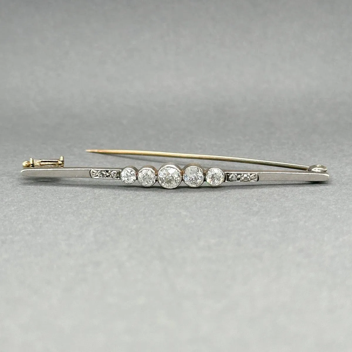 Estate Edwardian 14K Y Gold 0.97ctw H-J/VS2-SI1 Diamond Pin