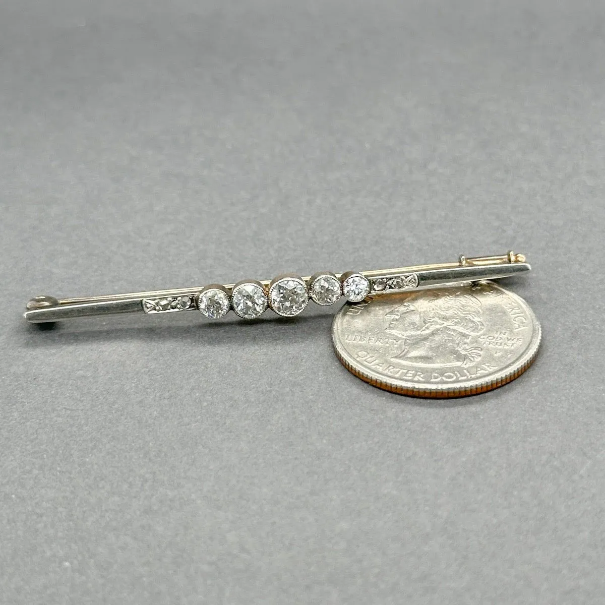 Estate Edwardian 14K Y Gold 0.97ctw H-J/VS2-SI1 Diamond Pin