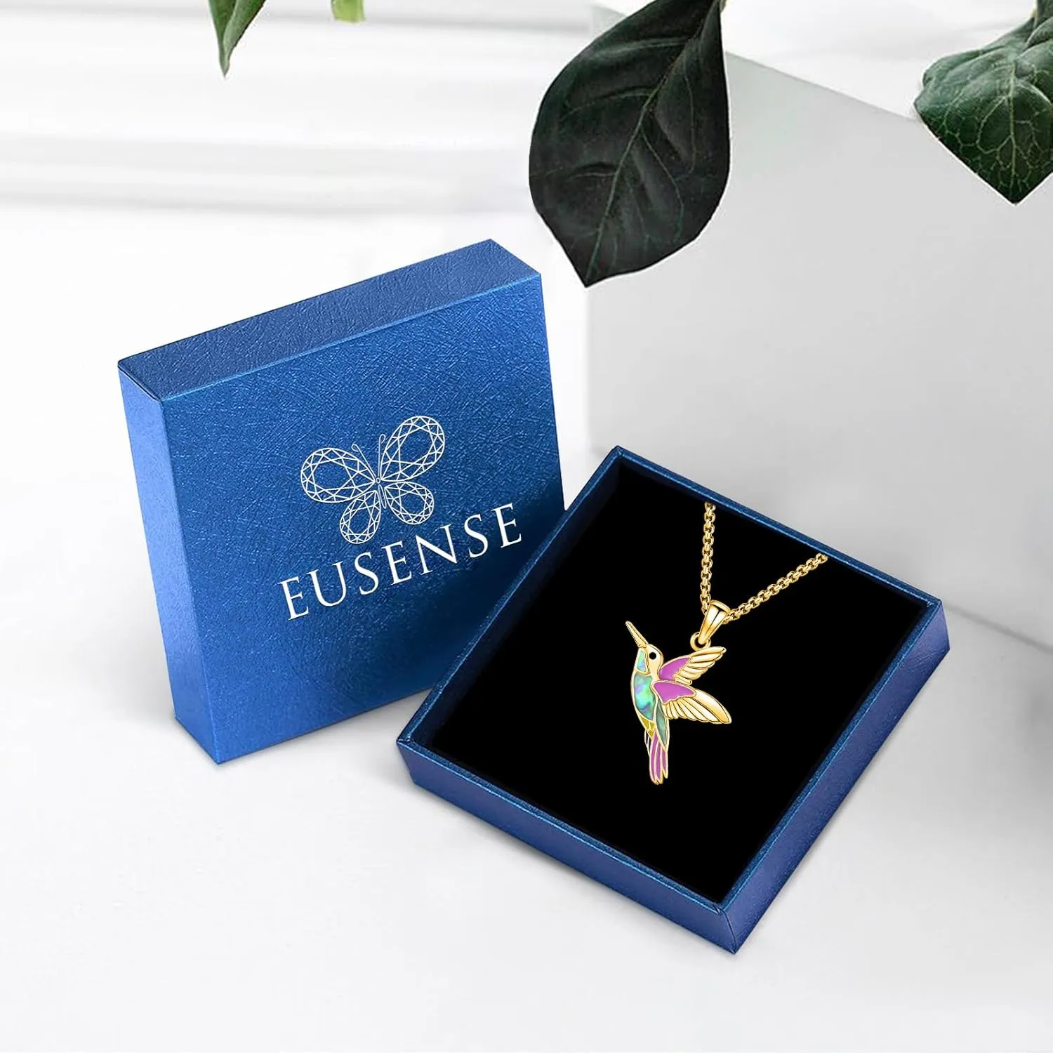 Eusense Hummingbird Necklace for Women Men 925 Sterling Silver Gold Hummingbird Pendant Hummingbird Jewelry Humming Bird Necklaces Gifts for Her Him Mom Dad Grandma Daughter