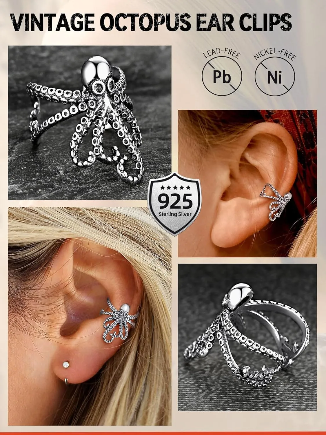 FaithHeart Ear Cuff Earrings for Women Non Piercing Lightweight Sterling Silver Ear Cuff for Non Pierced Ears Hypoallergenic Fake Earrings with Gift Box