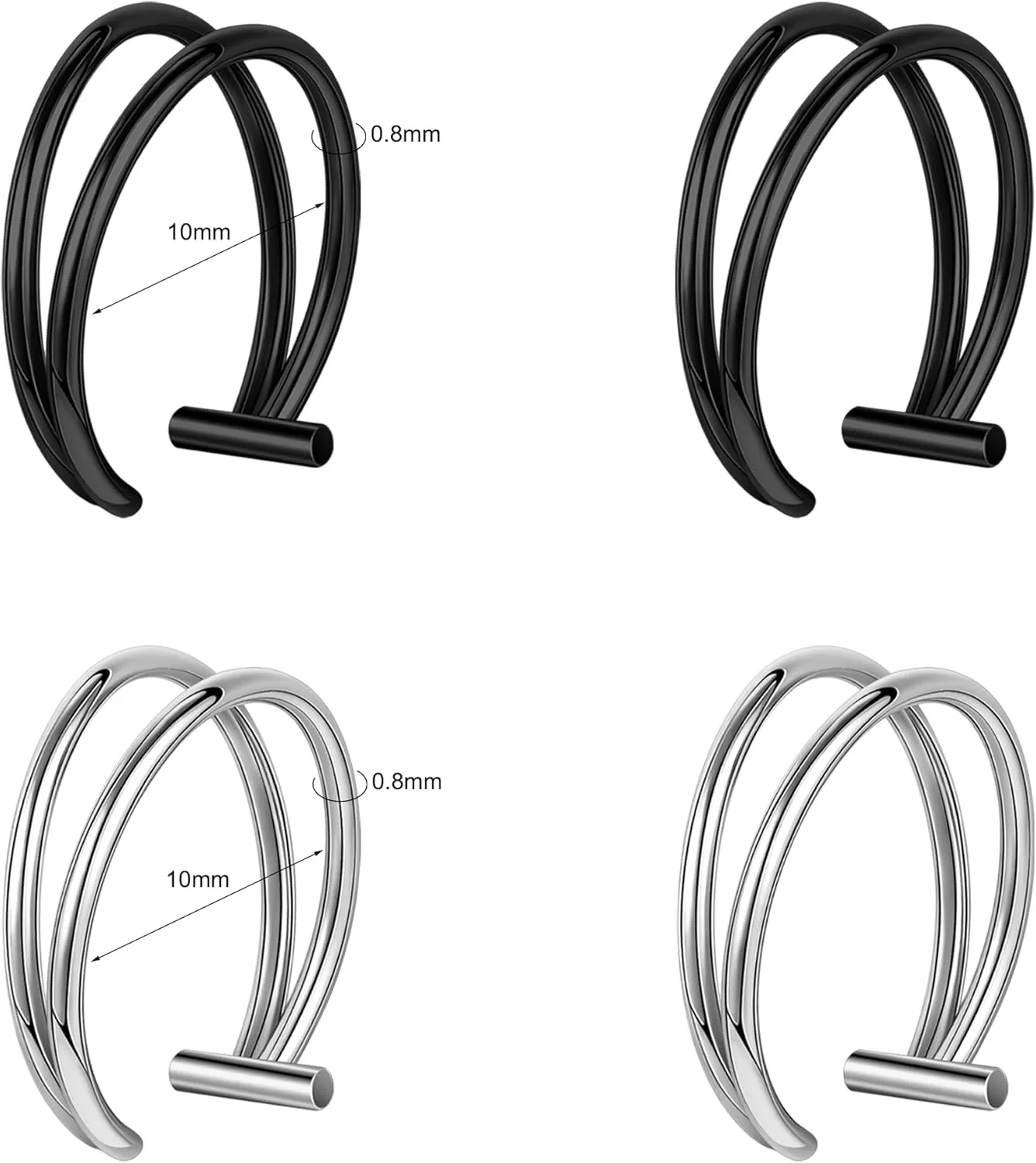 Fake Lip Piercing Hoop for Fake Lip Ring Fake Nose Ring Hoop Nose Cuffs Wolf Teeth Non Piercing Spike Nose Ring Jewelry for Women Men