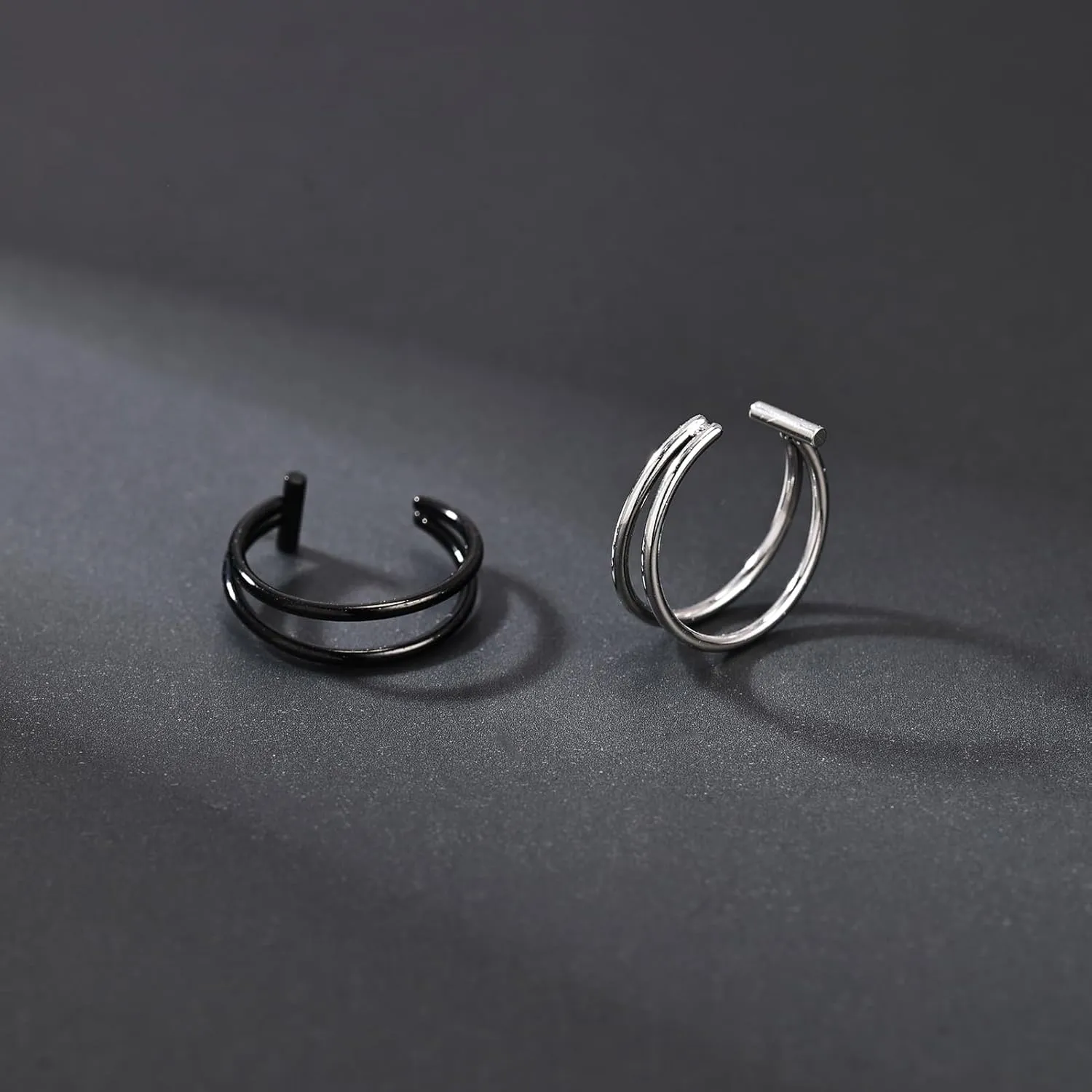 Fake Lip Piercing Hoop for Fake Lip Ring Fake Nose Ring Hoop Nose Cuffs Wolf Teeth Non Piercing Spike Nose Ring Jewelry for Women Men
