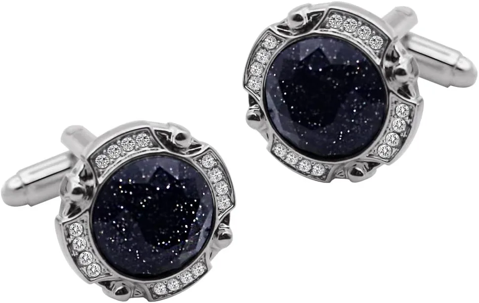 Fashion Gemstones Cufflinks for Men Rhinestones And Starry Sky Sandstone Cufflinks Mens Wedding Cuff links Shirts Jewelry