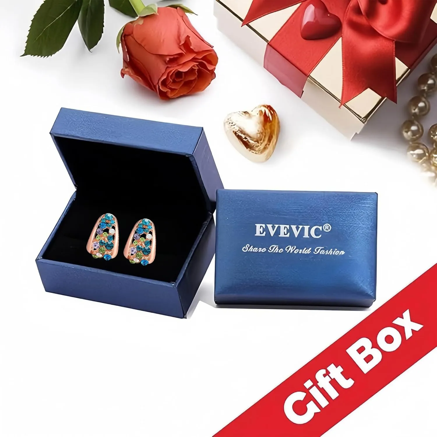 Fashion Multicolor Austrian Crystals 14K Gold Plated Chunky Stud Earrings for Women S925 Sterling Silver Post Hypoallergenic Jewelry Gifts