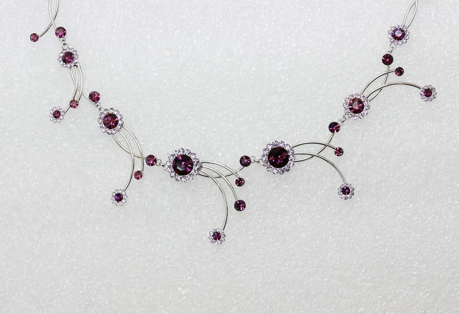 Faship Gorgeous Rhinestone Crystal Floral Necklace Earrings Set