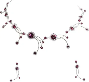 Faship Gorgeous Rhinestone Crystal Floral Necklace Earrings Set