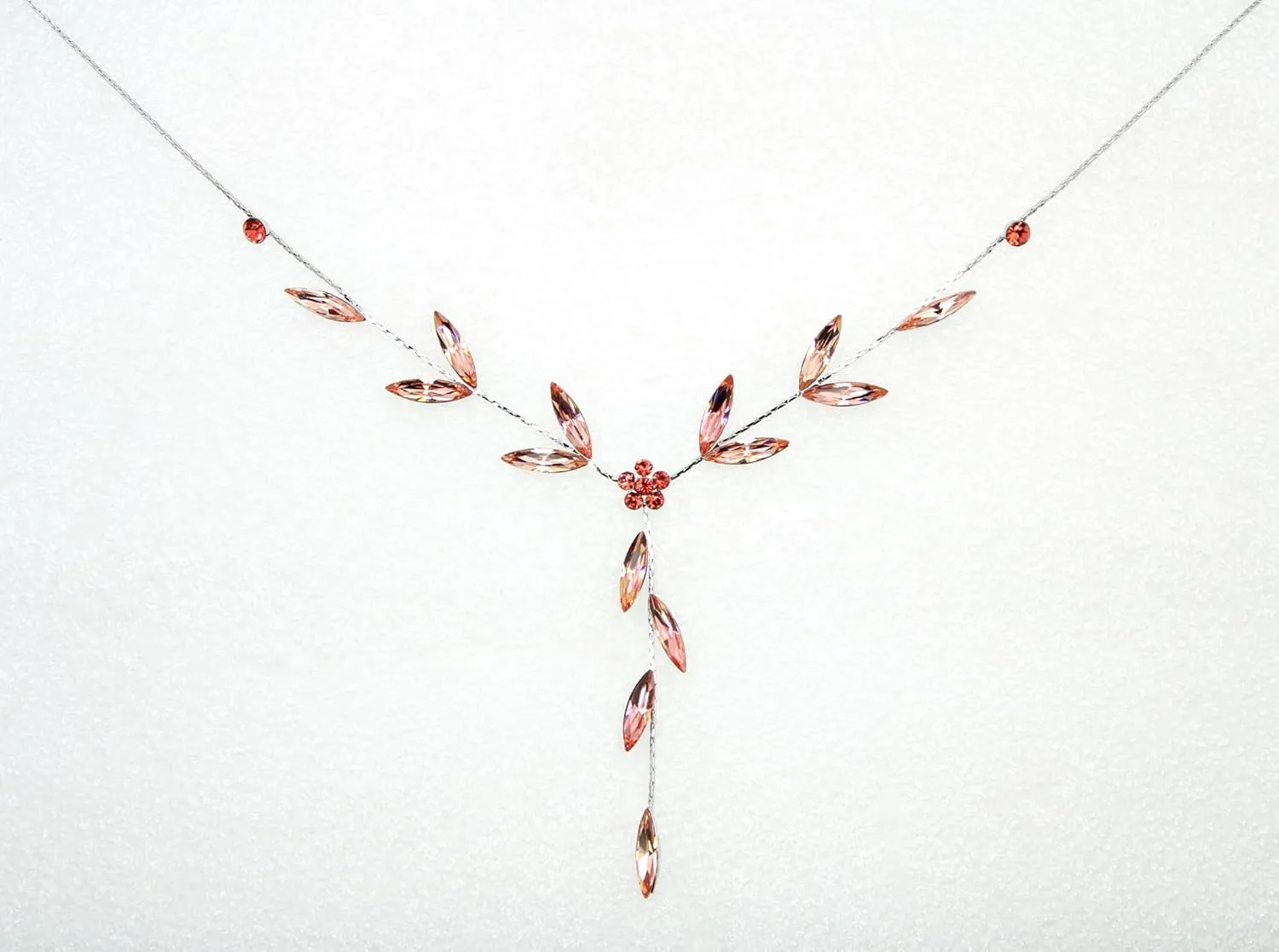 Faship Gorgeous Rhinestone Crystal Floral Necklace Earrings Set