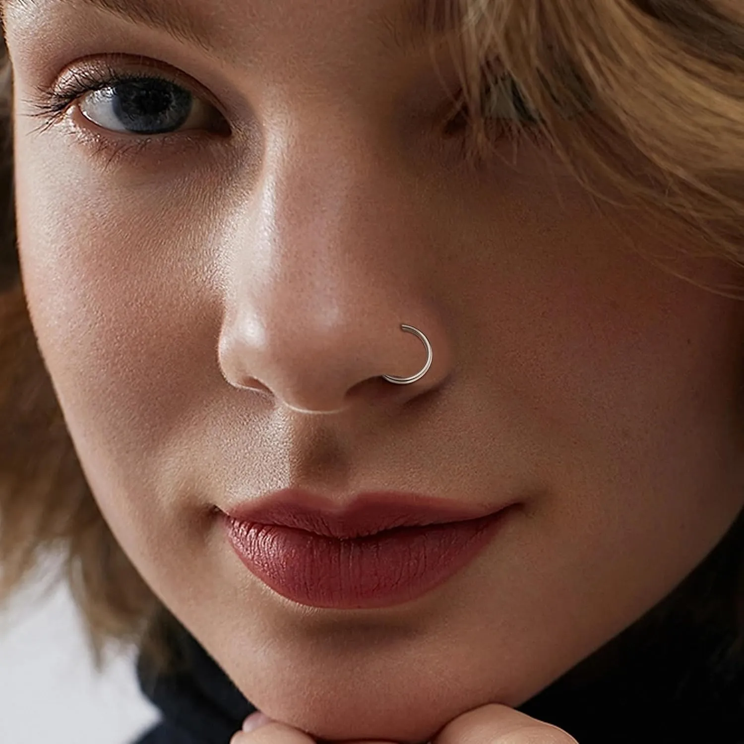 FIBO STEEL 18G-22G 5PCS Stainless Steel Body Jewelry Piercing Nose Ring Hoop for Women