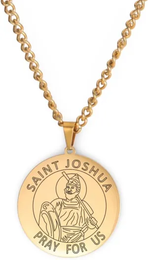 Florian Medal Amulet Pendant Necklace Men Stainless Steel Joshua Nicholas Religious Jewelry