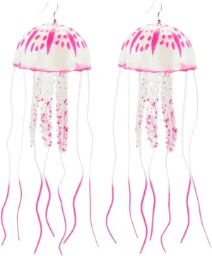 Fluorescent Color 3D Jellyfish Earrings Jellyfish hanging drops Strange Earrings Glow in the Dark Party Decoration Party earrings for women