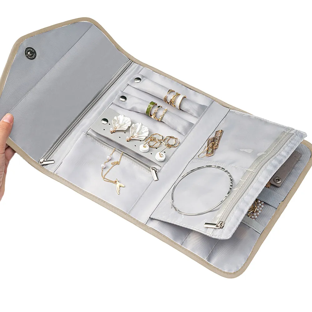 Foldable Travel Jewelry Organizer Case Jewelry Organizer Khaki