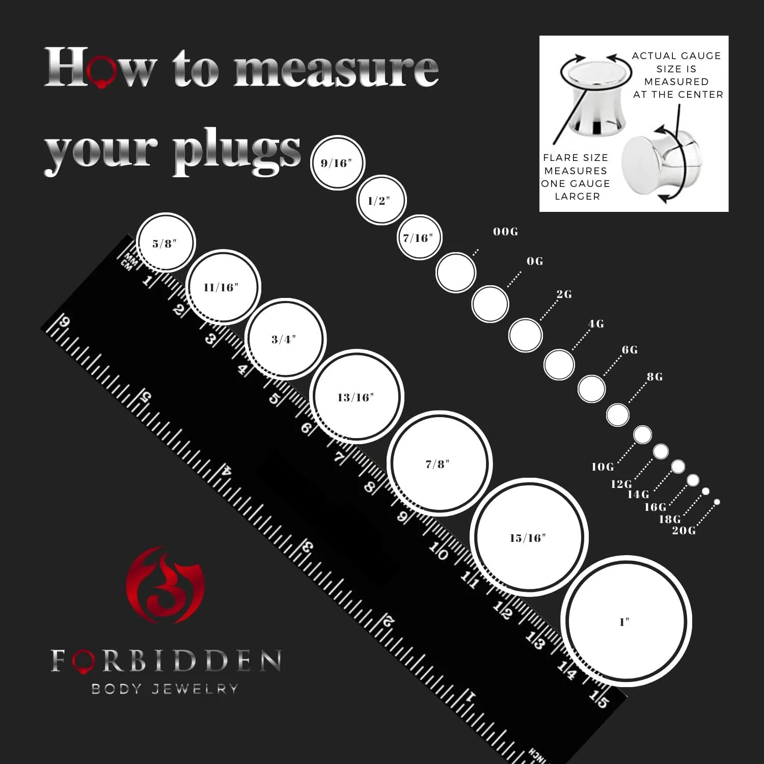 Forbidden Body Jewelry 8G-7/8 Surgical Steel Screw Fit CZ Center Tunnel Plug Earrings (Sold as Pair)