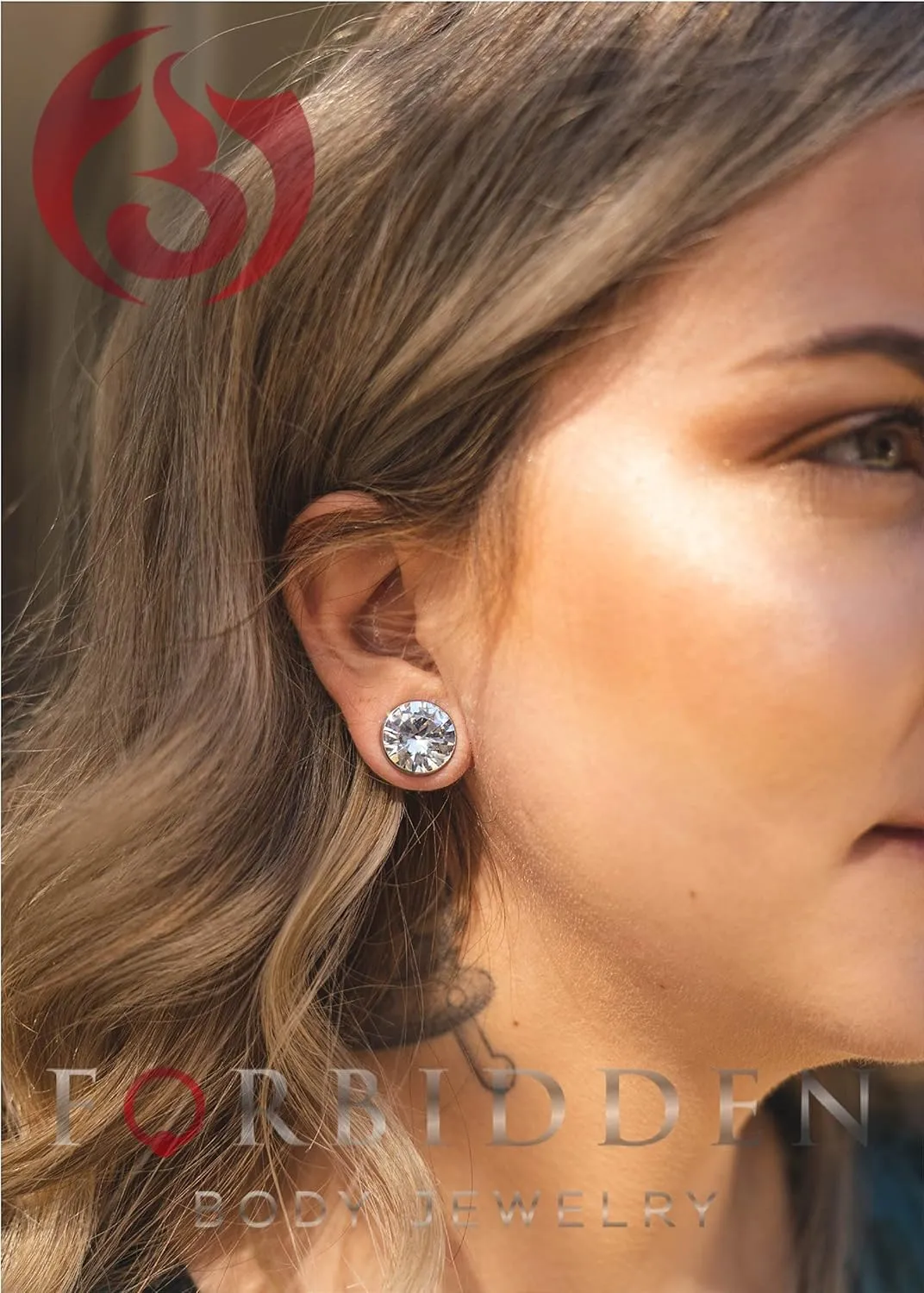 Forbidden Body Jewelry 8G-7/8 Surgical Steel Screw Fit CZ Center Tunnel Plug Earrings (Sold as Pair)