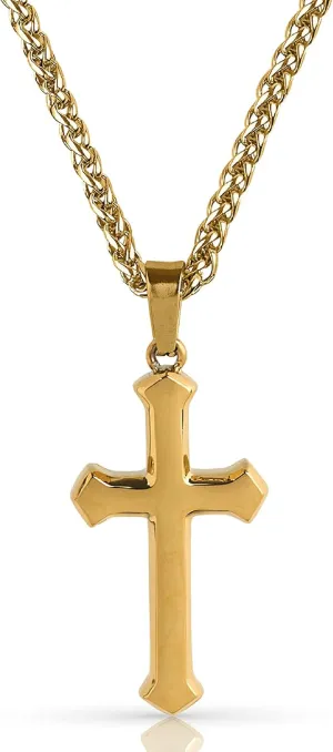 Forge & Foundry Men's Religious Cross Pendant with Adjustable 21" Necklace Wheat Chain | Genesis | Design-led, artisan jewelry from London