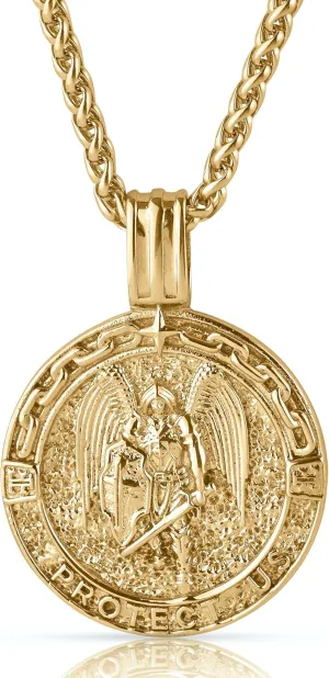 Forge & Foundry Men's Religious Pendant with 21" Extendable Necklace Chain - Compass | Saint Michael | Saint Christopher Pendant