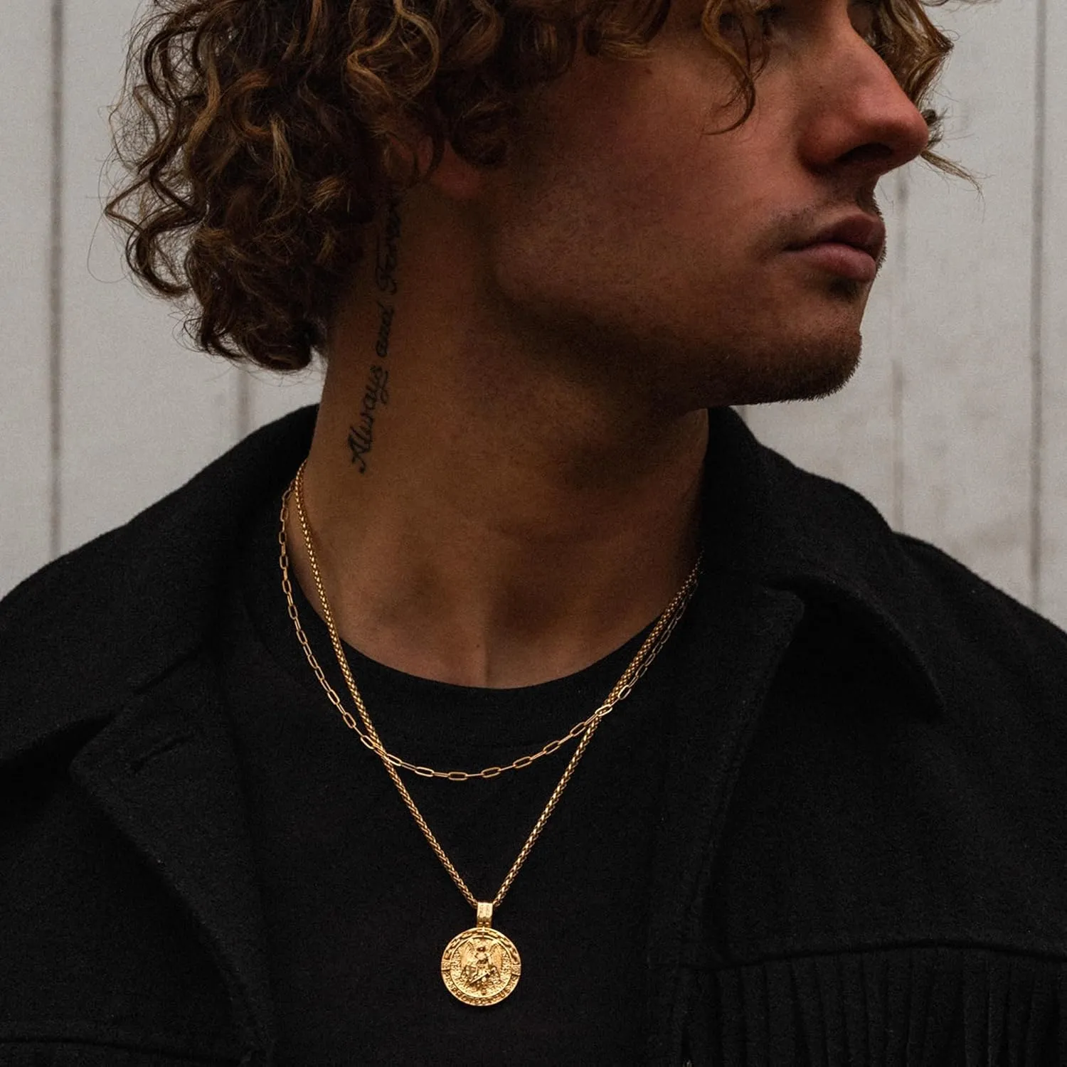 Forge & Foundry Men's Religious Pendant with 21" Extendable Necklace Chain - Compass | Saint Michael | Saint Christopher Pendant