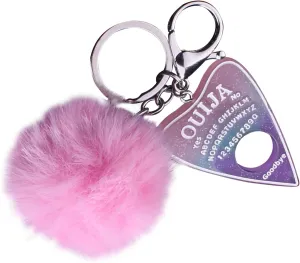 FORUBUS Ouija Board Keyring with Pompom Ball for Women Girls, Glittering Ouija Board Key Chains for Car Keys Handbag Jewelry