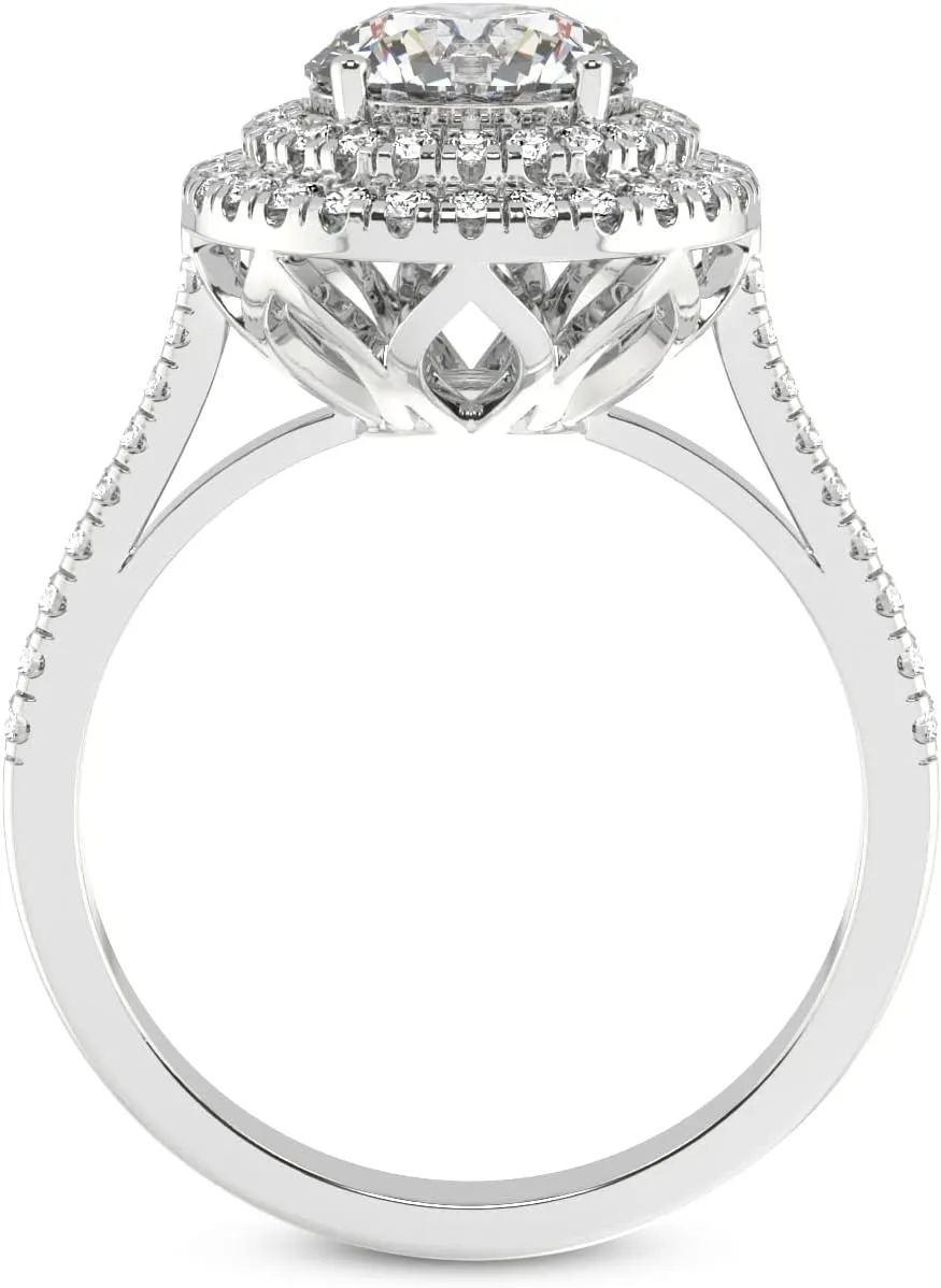 FRIENDLY DIAMONDS IGI Certified Lab Grown Diamond Ring | 14K Or 18K White, Yellow Or Rose Gold | 1-5 Carat | Arya Double Halo Diamond Ring| FG-VS1-VS2 Quality