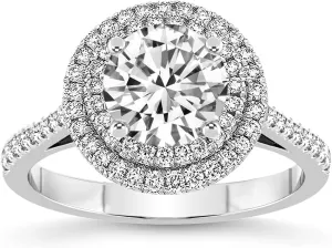 FRIENDLY DIAMONDS IGI Certified Lab Grown Diamond Ring | 14K Or 18K White, Yellow Or Rose Gold | 1-5 Carat | Arya Double Halo Diamond Ring| FG-VS1-VS2 Quality