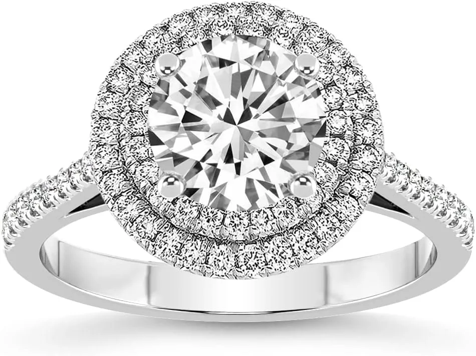 FRIENDLY DIAMONDS IGI Certified Lab Grown Diamond Ring | 14K Or 18K White, Yellow Or Rose Gold | 1-5 Carat | Arya Double Halo Diamond Ring| FG-VS1-VS2 Quality