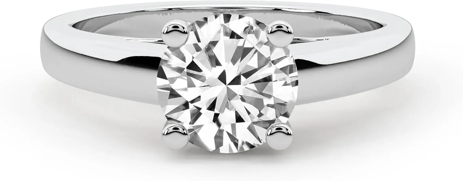 FRIENDLY DIAMONDS Lab Grown IGI Certified Diamond Engagement Ring | 1-5 Carat | 14K Or 18K in White, Yellow Or Rose Gold | Allen Flat Band Solitaire Diamond Engagement Ring | FG-VS1-VS2 Quality