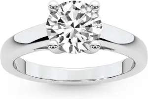 FRIENDLY DIAMONDS Lab Grown IGI Certified Diamond Engagement Ring | 1-5 Carat | 14K Or 18K in White, Yellow Or Rose Gold | Allen Flat Band Solitaire Diamond Engagement Ring | FG-VS1-VS2 Quality