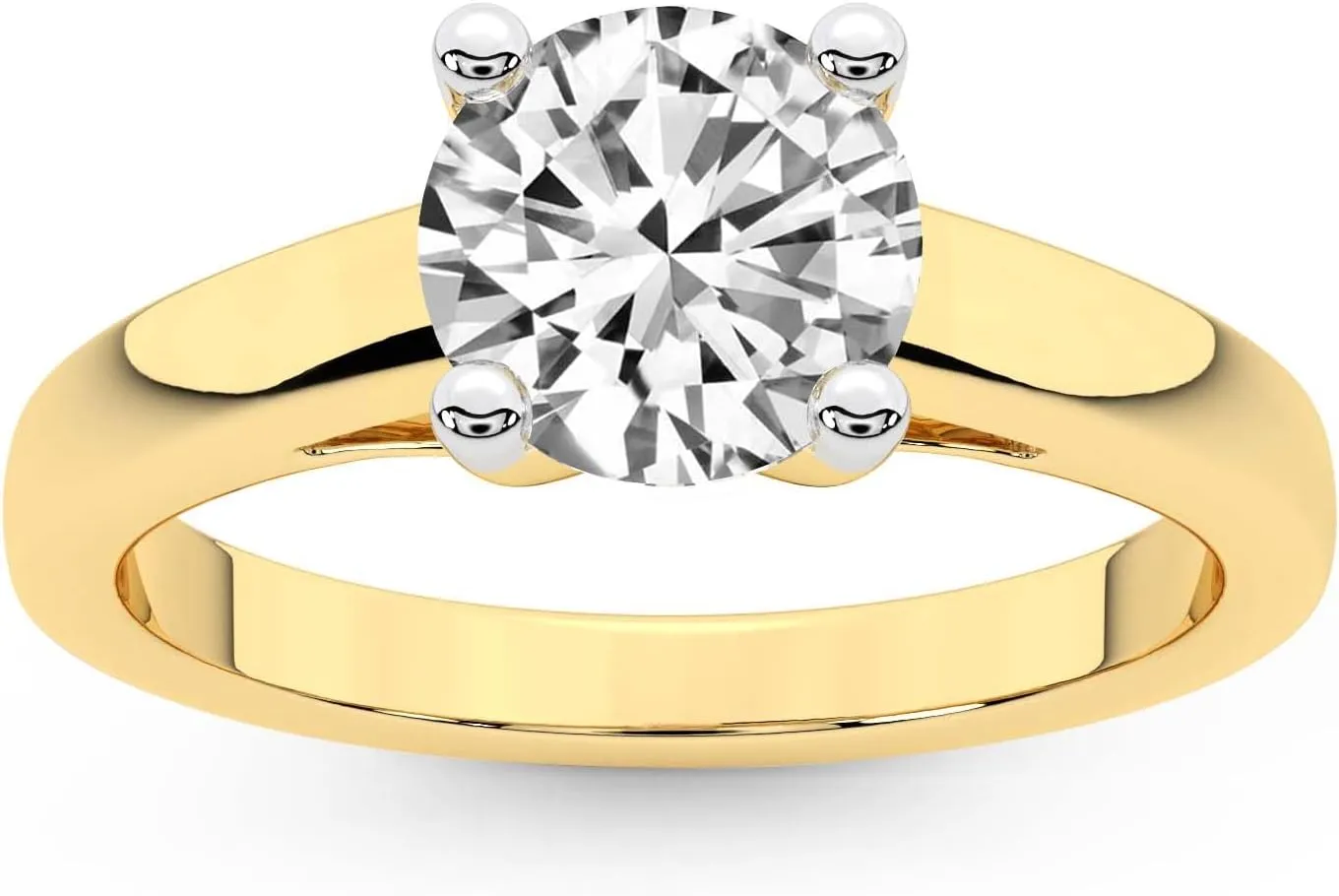 FRIENDLY DIAMONDS Lab Grown IGI Certified Diamond Engagement Ring | 1-5 Carat | 14K Or 18K in White, Yellow Or Rose Gold | Allen Flat Band Solitaire Diamond Engagement Ring | FG-VS1-VS2 Quality